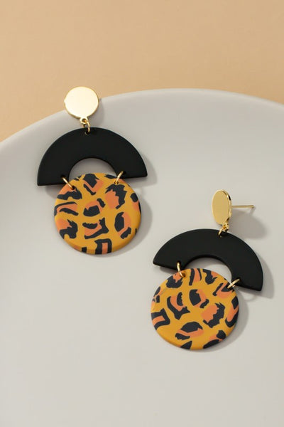 Leopard Print Clay Earrings