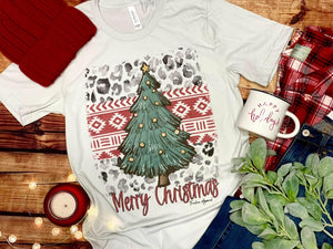 Aztec Watercolor Christmas Tree Graphic T-Shirt