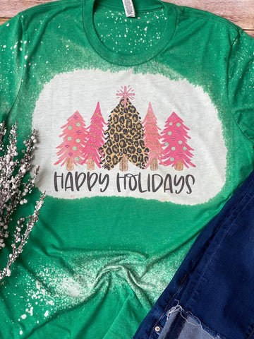 Happy Holidays Bleached T-Shirt