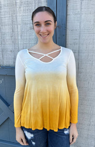 Yellow Ombré Long Sleeve Top